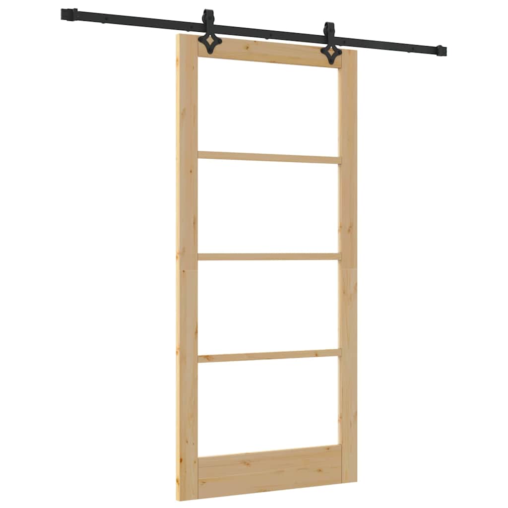 vidaXL Συρόμενη Πόρτα ORKDAL 93 x 202 cm Μασίφ ξύλο πεύκου και γυαλί