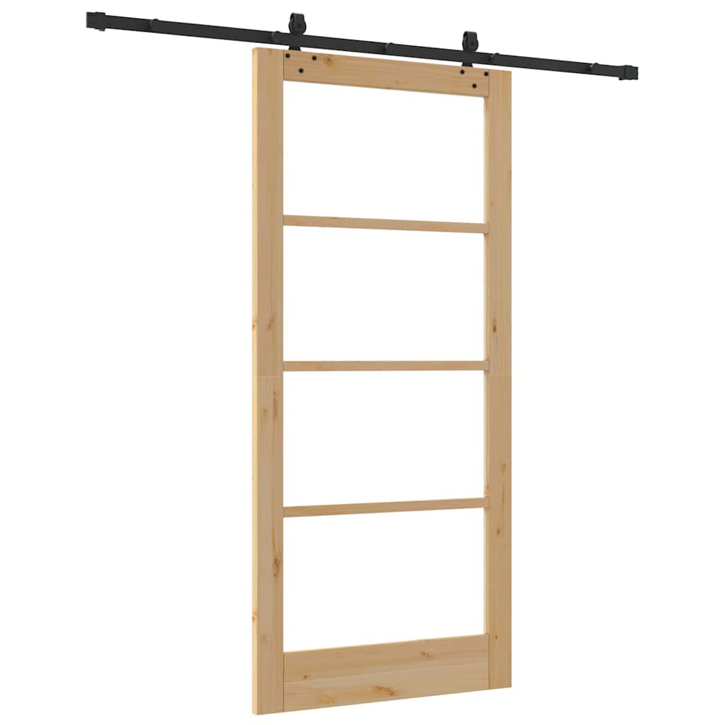 vidaXL Συρόμενη Πόρτα ORKDAL 93 x 202 cm Μασίφ ξύλο πεύκου και γυαλί