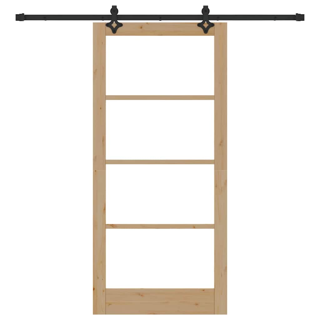 vidaXL Συρόμενη Πόρτα ORKDAL 93 x 202 cm Μασίφ ξύλο πεύκου και γυαλί