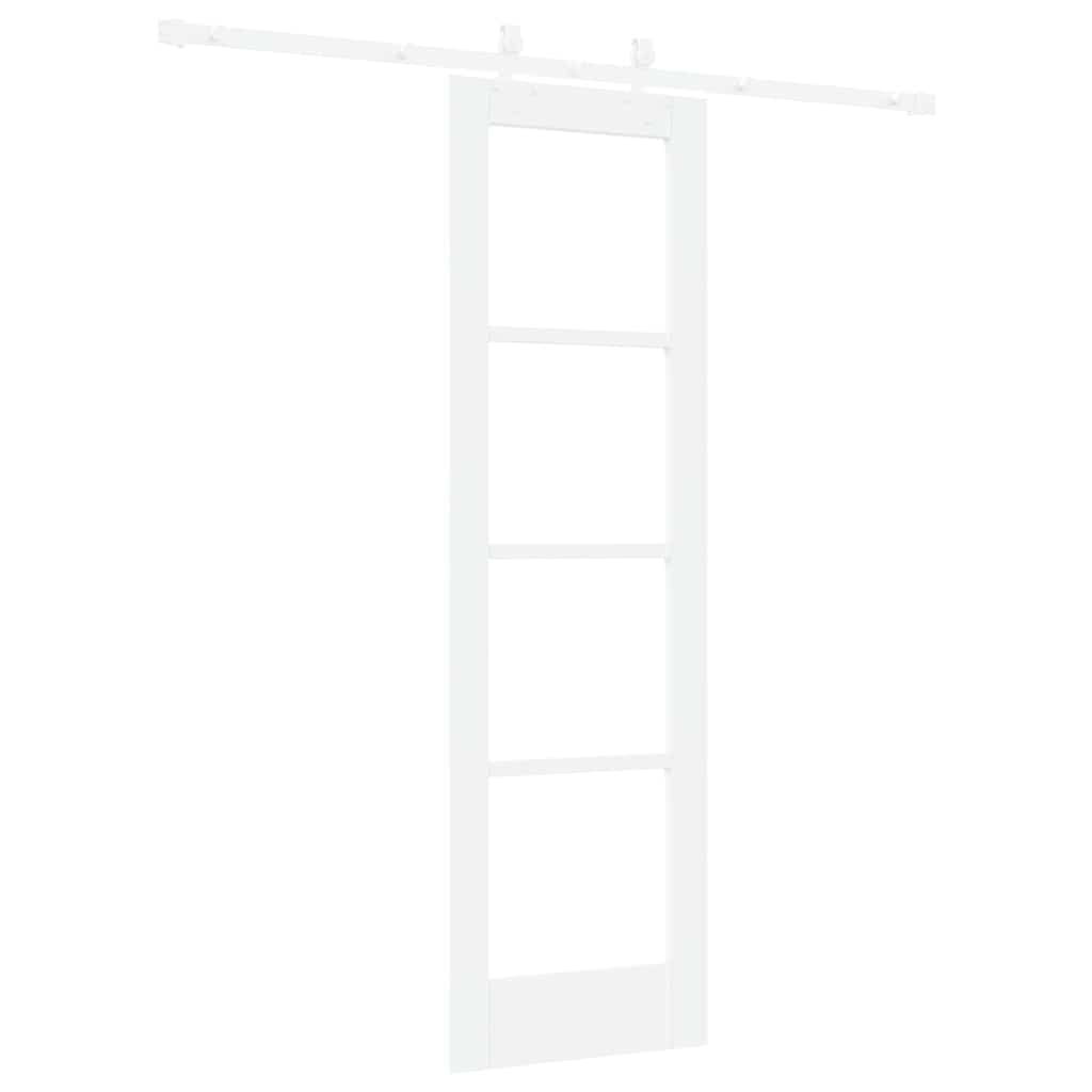 vidaXL Συρόμενη Πόρτα 61 x 198,5 εκ. Μασίφ ξύλο πεύκου και γυαλί Λευκό