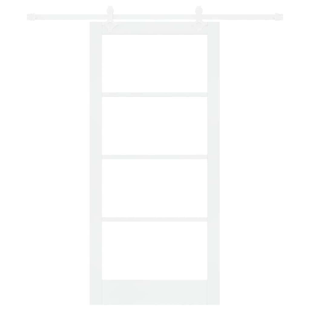 vidaXL Συρόμενη Πόρτα 93 x 202 cm Μασίφ ξύλο πεύκου και γυαλί Λευκό