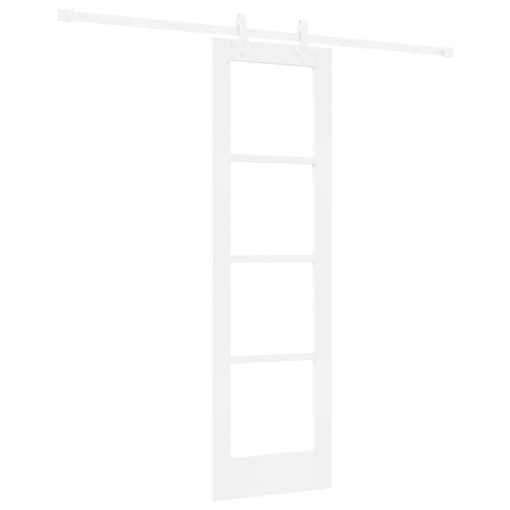 vidaXL Συρόμενη Πόρτα 61 x 198,5 εκ. Μασίφ ξύλο πεύκου και γυαλί Λευκό