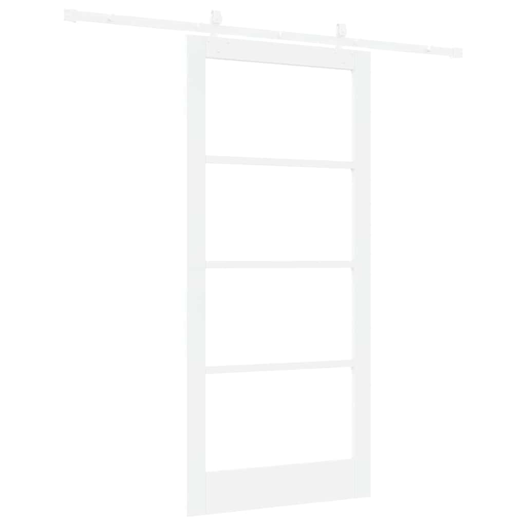vidaXL Συρόμενη Πόρτα 93 x 202 cm Μασίφ ξύλο πεύκου και γυαλί Λευκό