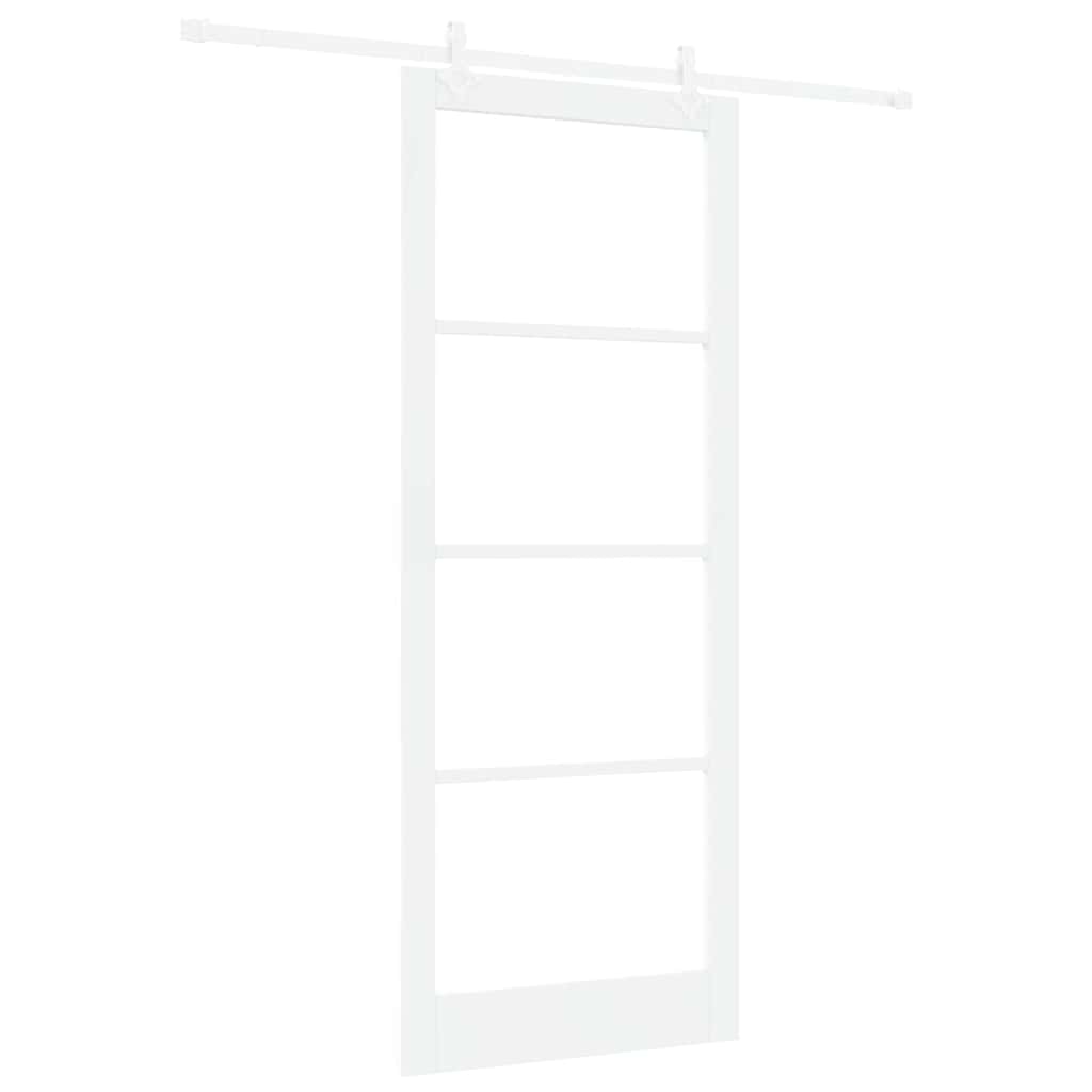 vidaXL Συρόμενη Πόρτα 93 x 232 εκ. Μασίφ ξύλο πεύκου και γυαλί Λευκό