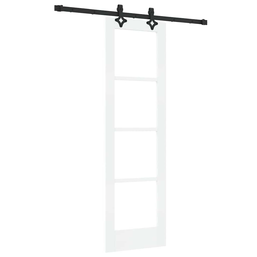 vidaXL Συρόμενη Πόρτα Λευκό 61 x 198,5 εκ. Μασίφ ξύλο πεύκου και γυαλί