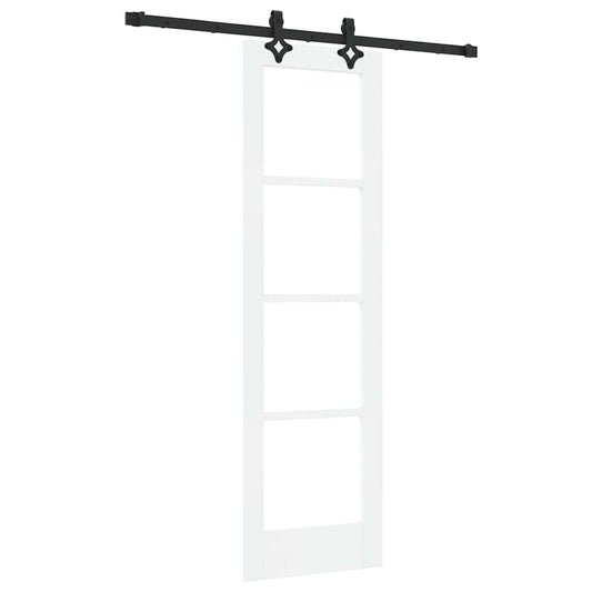 vidaXL Συρόμενη Πόρτα Λευκό 61 x 198,5 εκ. Μασίφ ξύλο πεύκου και γυαλί