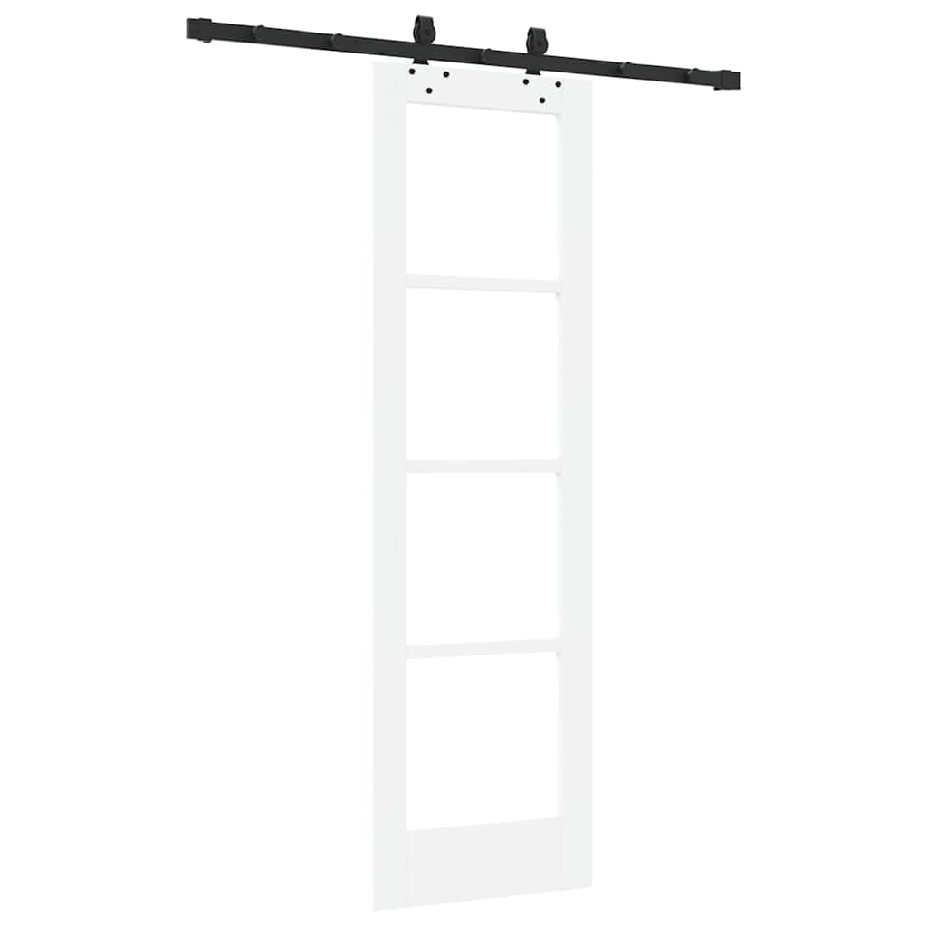 vidaXL Συρόμενη Πόρτα Λευκό 61 x 198,5 εκ. Μασίφ ξύλο πεύκου και γυαλί