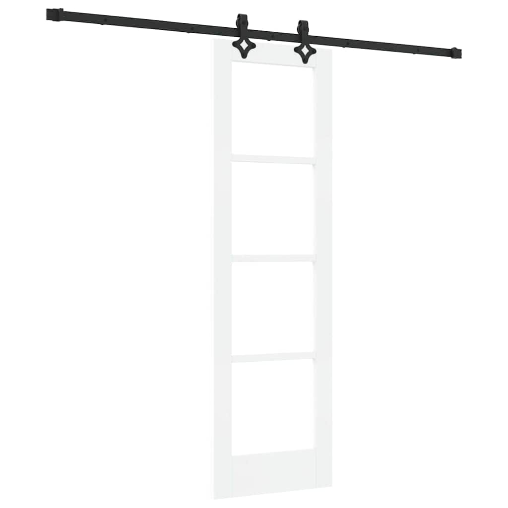 vidaXL Συρόμενη Πόρτα Λευκό 61 x 198,5 εκ. Μασίφ ξύλο πεύκου και γυαλί