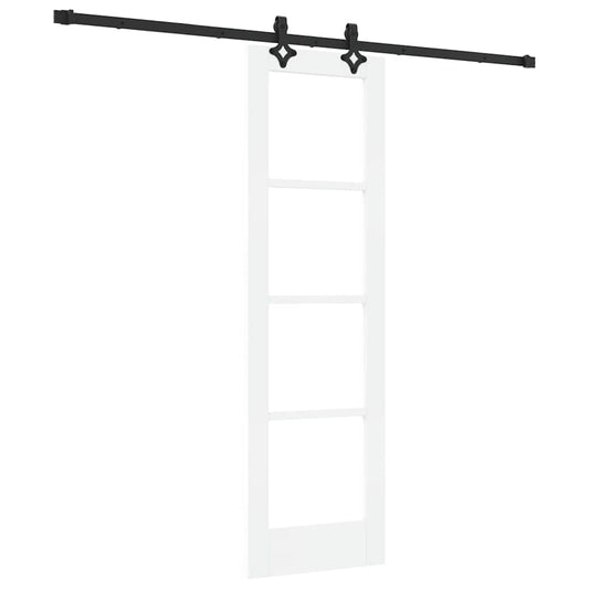 vidaXL Συρόμενη Πόρτα Λευκό 61 x 198,5 εκ. Μασίφ ξύλο πεύκου και γυαλί