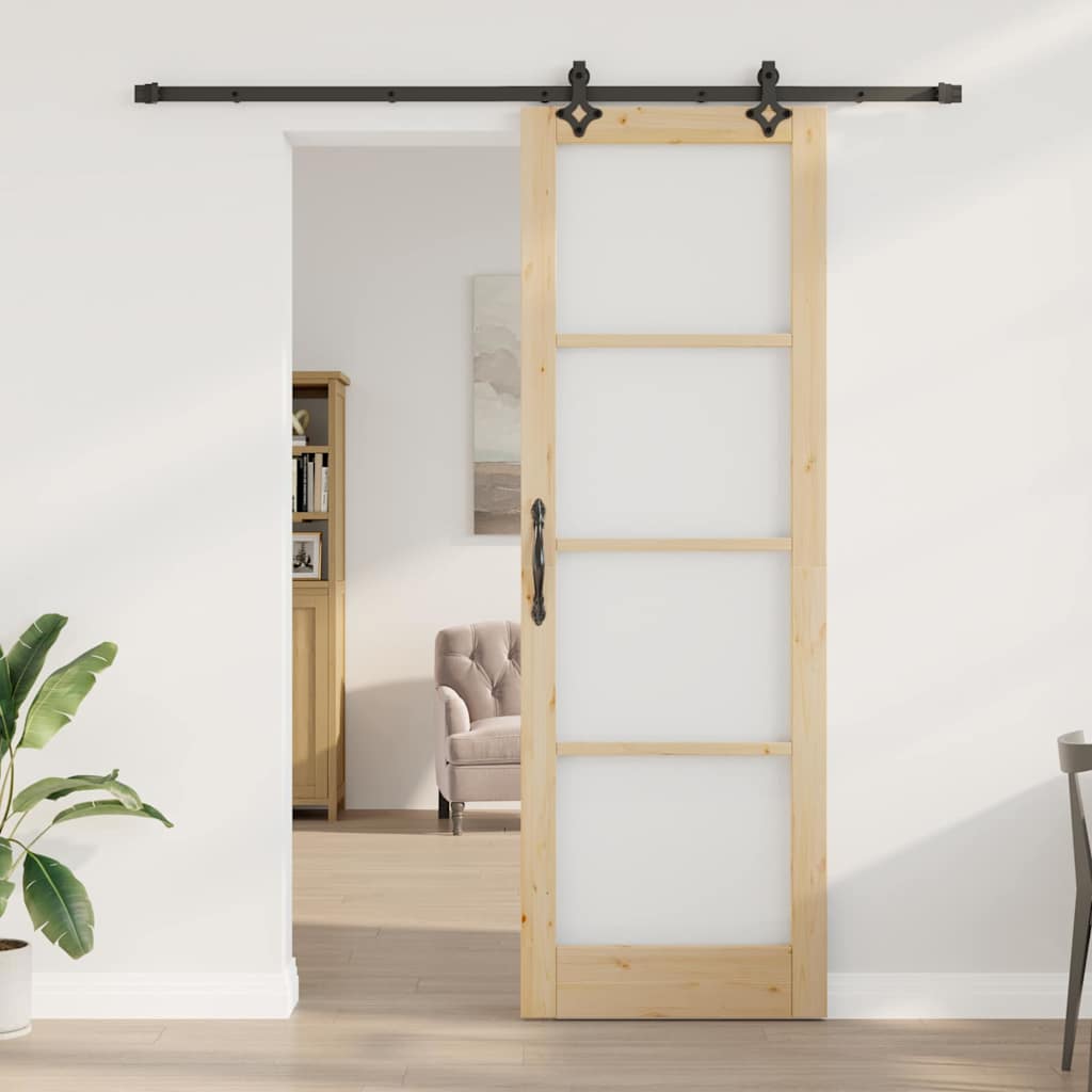 vidaXL Συρόμενη Πόρτα με Σετ Υλικών 78x232 εκ. Μασίφ Ξύλο Πεύκου