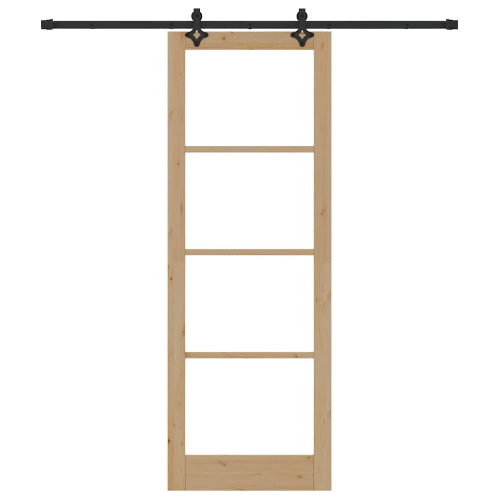 Συρόμενη Πόρτα vidaXL με Σετ Εξαρτημάτων 83x232 εκ. από Στερεό Ξύλο Πεύκου