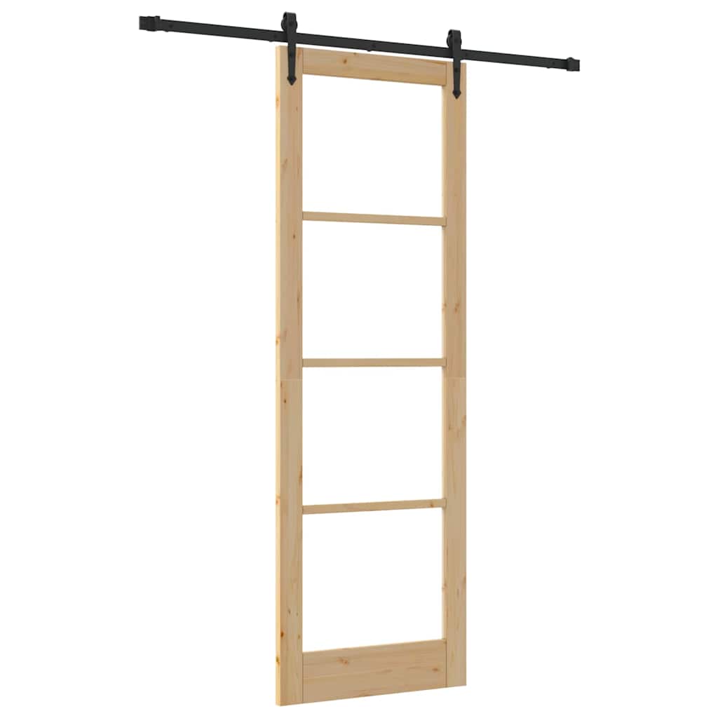 vidaXL Ολισθητή Πόρτα Καφέ 78 x 232 cm Ξύλο και μέταλλο