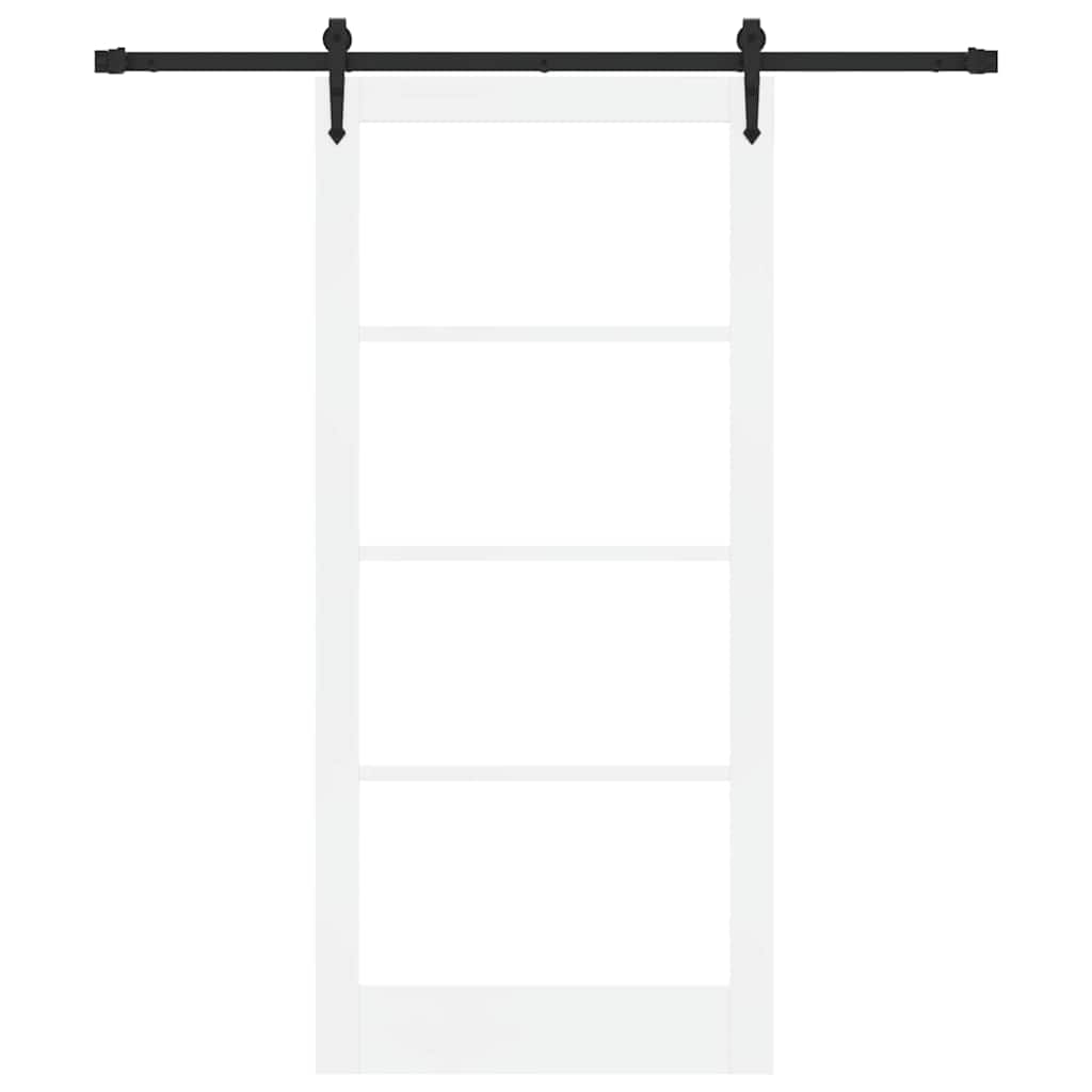 vidaXL Συρόμενη Πόρτα 93 x 202 cm Μασίφ ξύλο πεύκου και γυαλί Λευκό