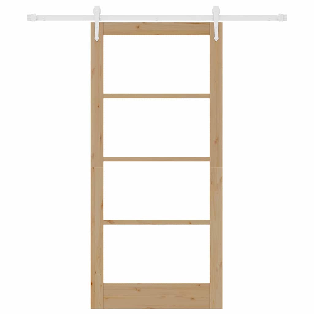 vidaXL Συρόμενη Πόρτα 93 x 202 cm Μασίφ ξύλο πεύκου και γυαλί Φυσικό
