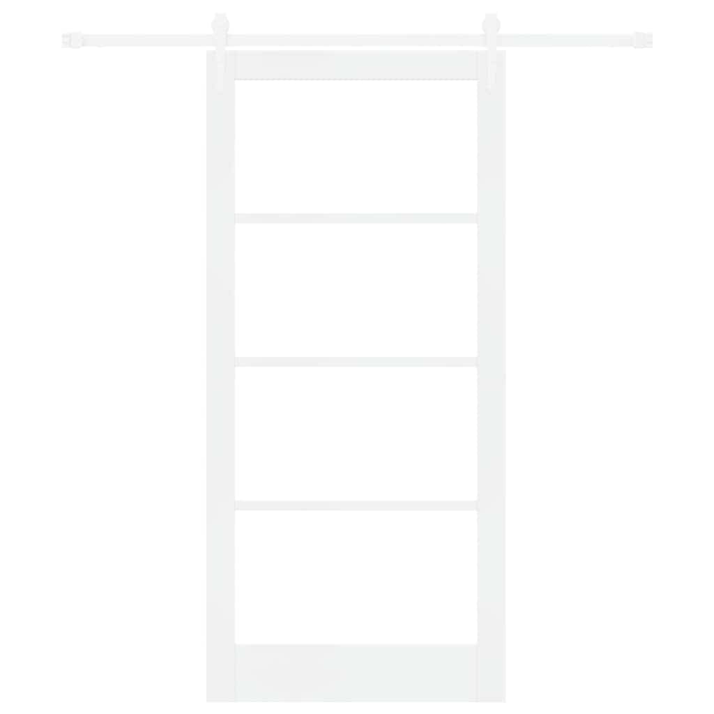 vidaXL Συρόμενη Πόρτα 93 x 202 cm Μασίφ ξύλο πεύκου και γυαλί Λευκό