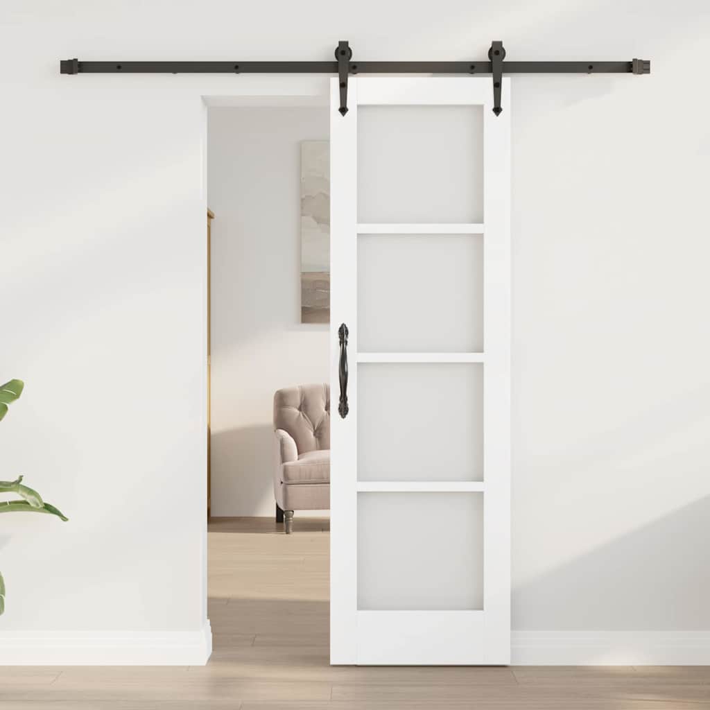 vidaXL Συρόμενη Πόρτα 61 x 198,5 εκ. Μασίφ ξύλο πεύκου και γυαλί