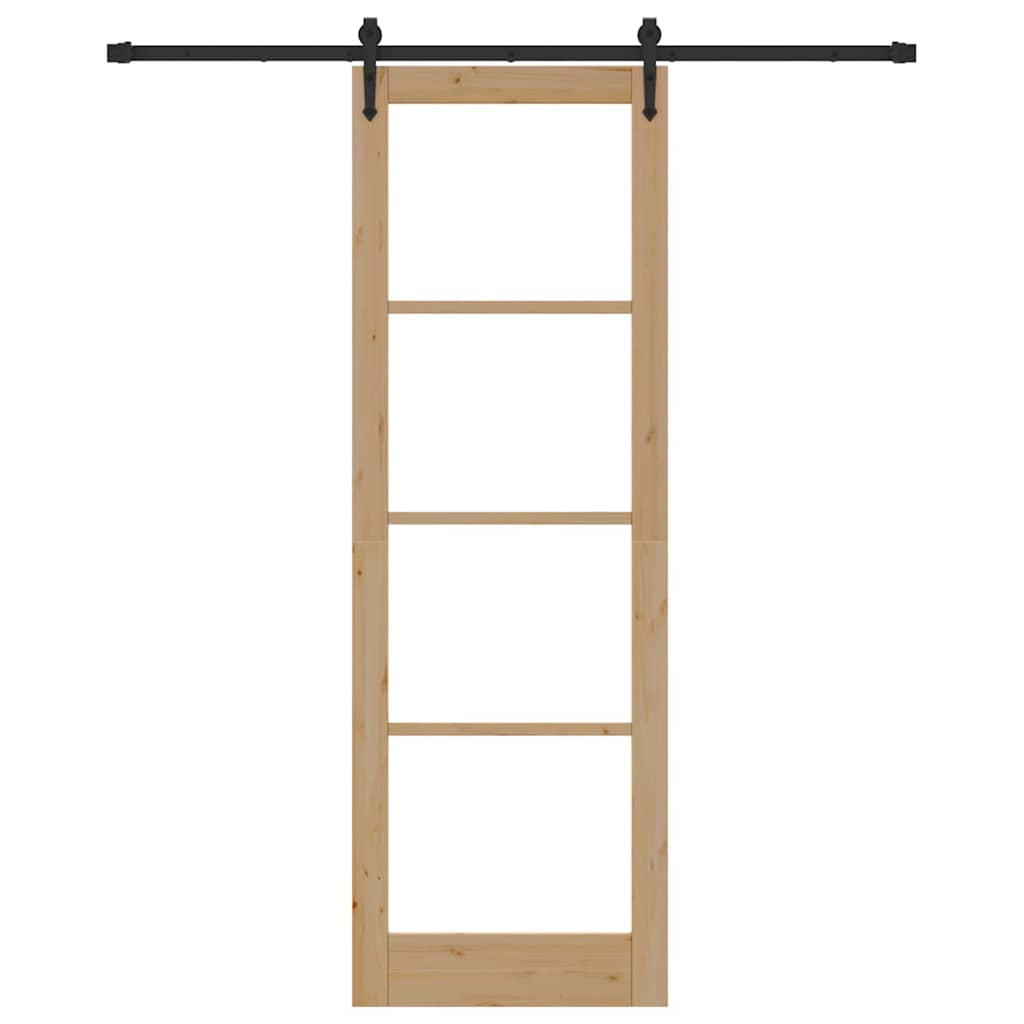 Συρόμενη Πόρτα vidaXL με Σετ Εξαρτημάτων 78x232 cm Μασίφ Ξύλο Πεύκου