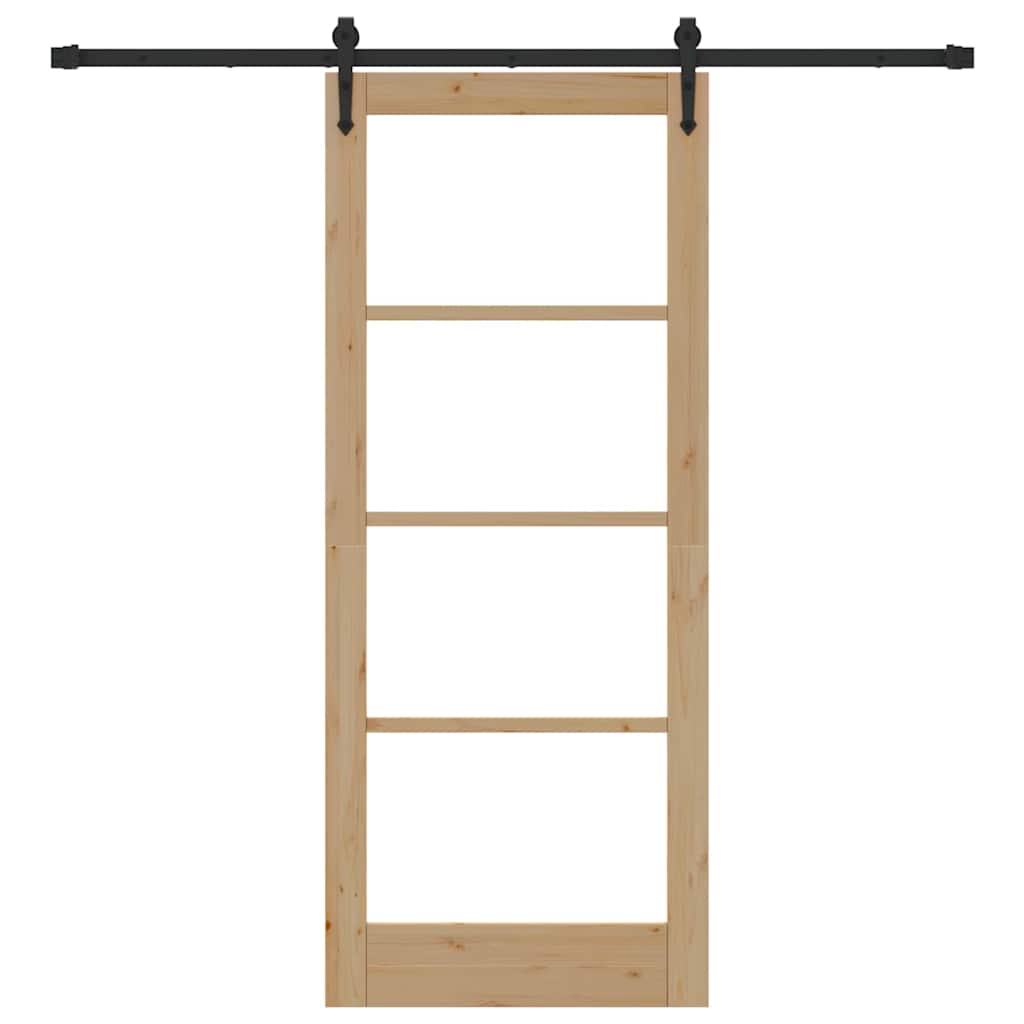 vidaXL Ολισθητή Πόρτα Καφέ 83 x 202 εκ. Ξύλο και μέταλλο