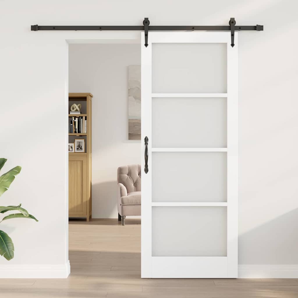 vidaXL Συρόμενη Πόρτα 83 x 211 εκ. Μασίφ ξύλο πεύκου και γυαλί