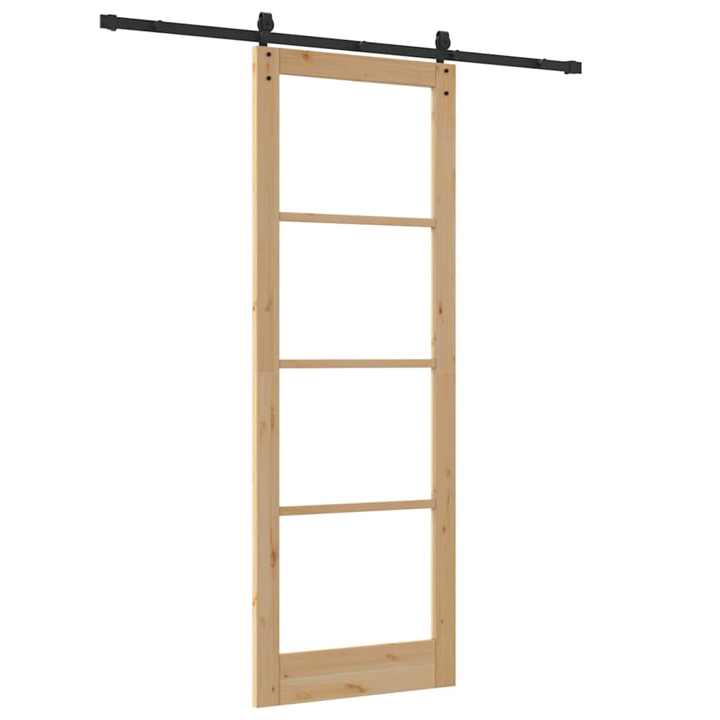 vidaXL Ολισθητή Πόρτα Καφέ 83 x 232 εκ. Ξύλο και μέταλλο