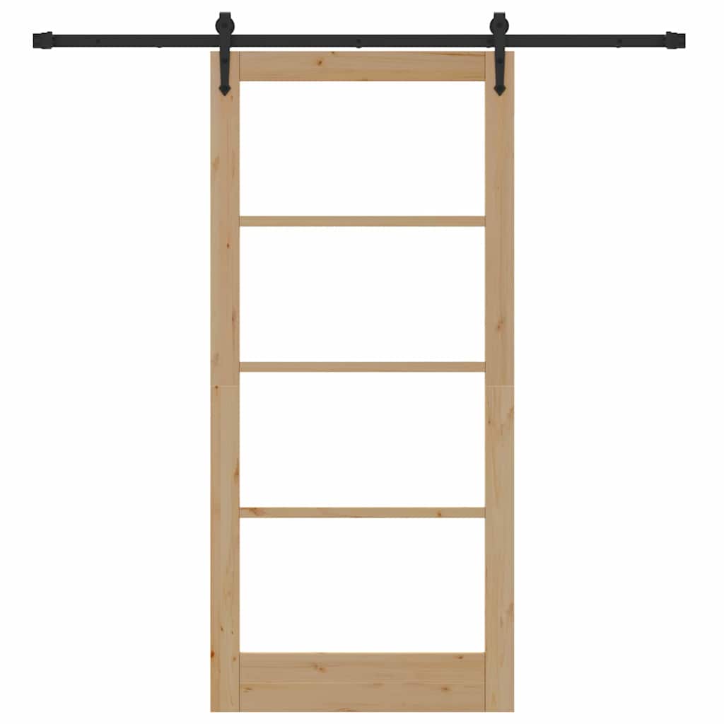 vidaXL Συρόμενη Πόρτα 93 x 202 cm Μασίφ ξύλο πεύκου και γυαλί