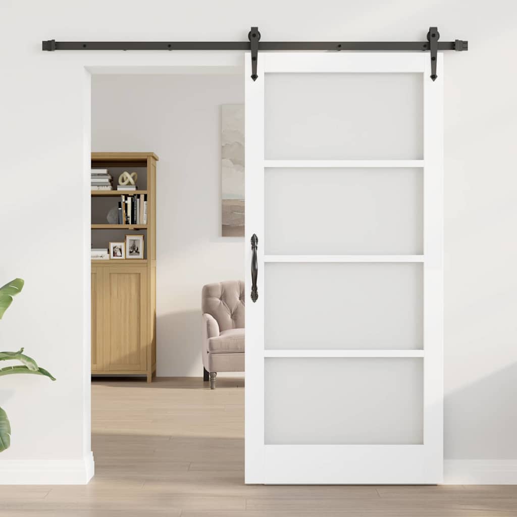 vidaXL Συρόμενη Πόρτα 93 x 202 cm Μασίφ ξύλο πεύκου και γυαλί