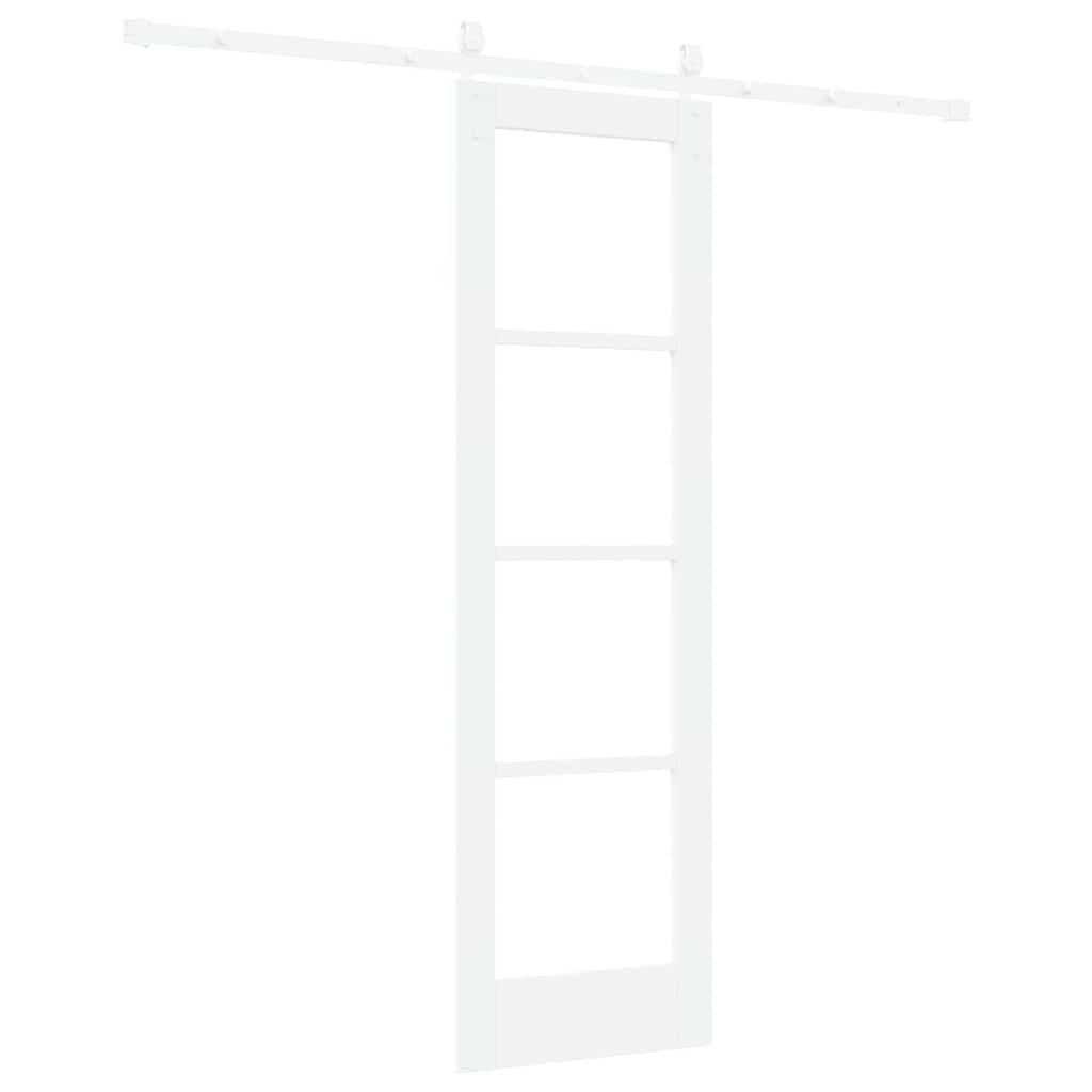 vidaXL Συρόμενη Πόρτα 61 x 198,5 εκ. Μασίφ ξύλο πεύκου και γυαλί Λευκό