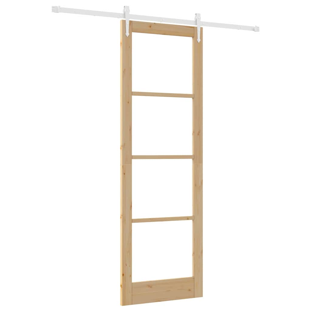 vidaXL Ολισθητή Πόρτα Καφέ 78 x 232 cm Ξύλο και μέταλλο