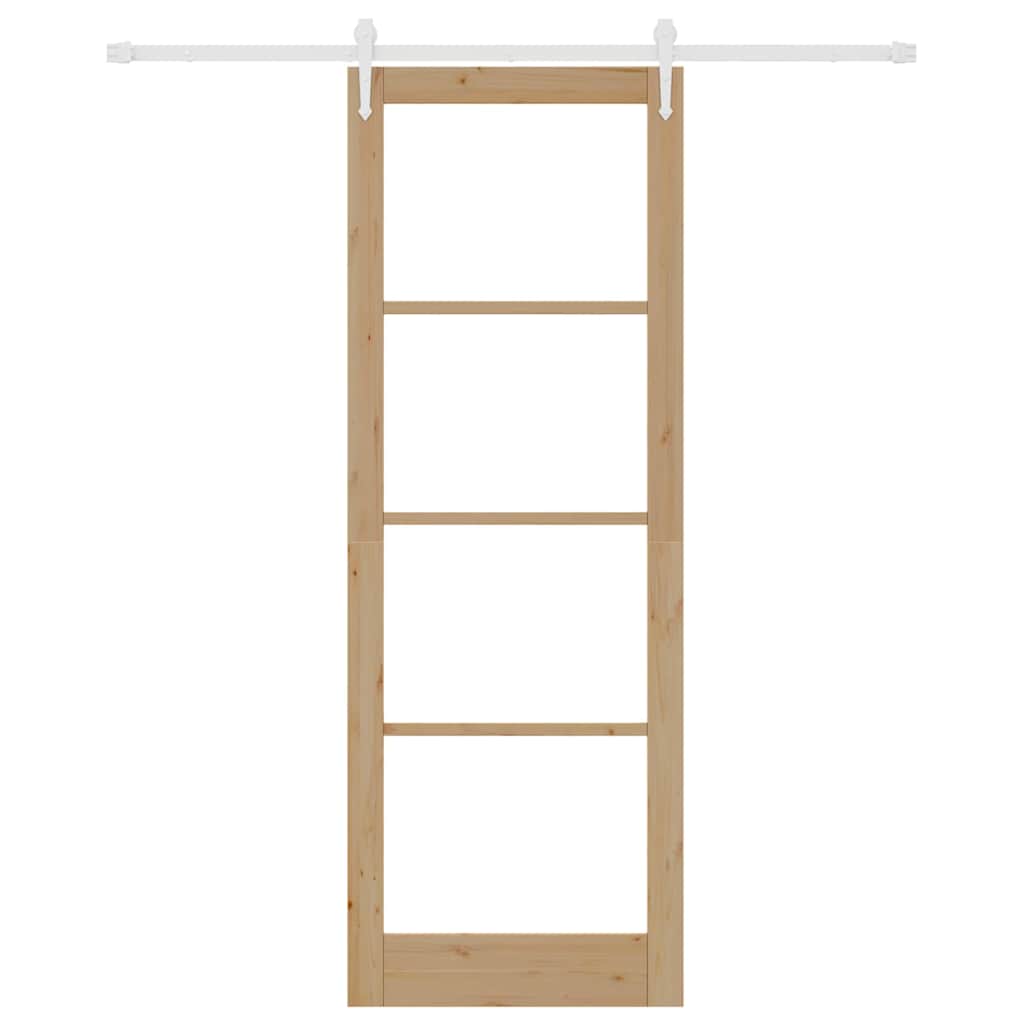 vidaXL Συρόμενη Πόρτα με Σετ Εξαρτημάτων 83x232 εκ. Στερεό Ξύλο Πεύκου