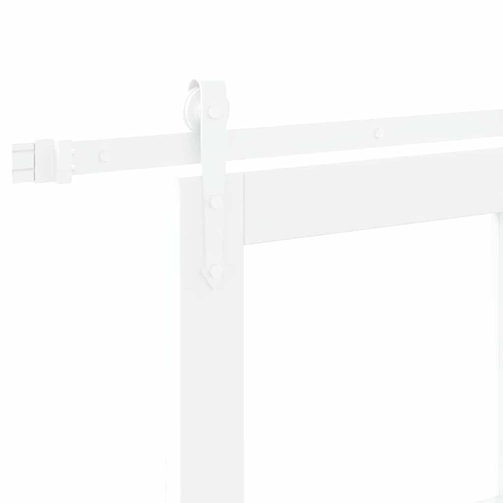 vidaXL Συρόμενη Πόρτα 93 x 202 cm Μασίφ ξύλο πεύκου και γυαλί Λευκό
