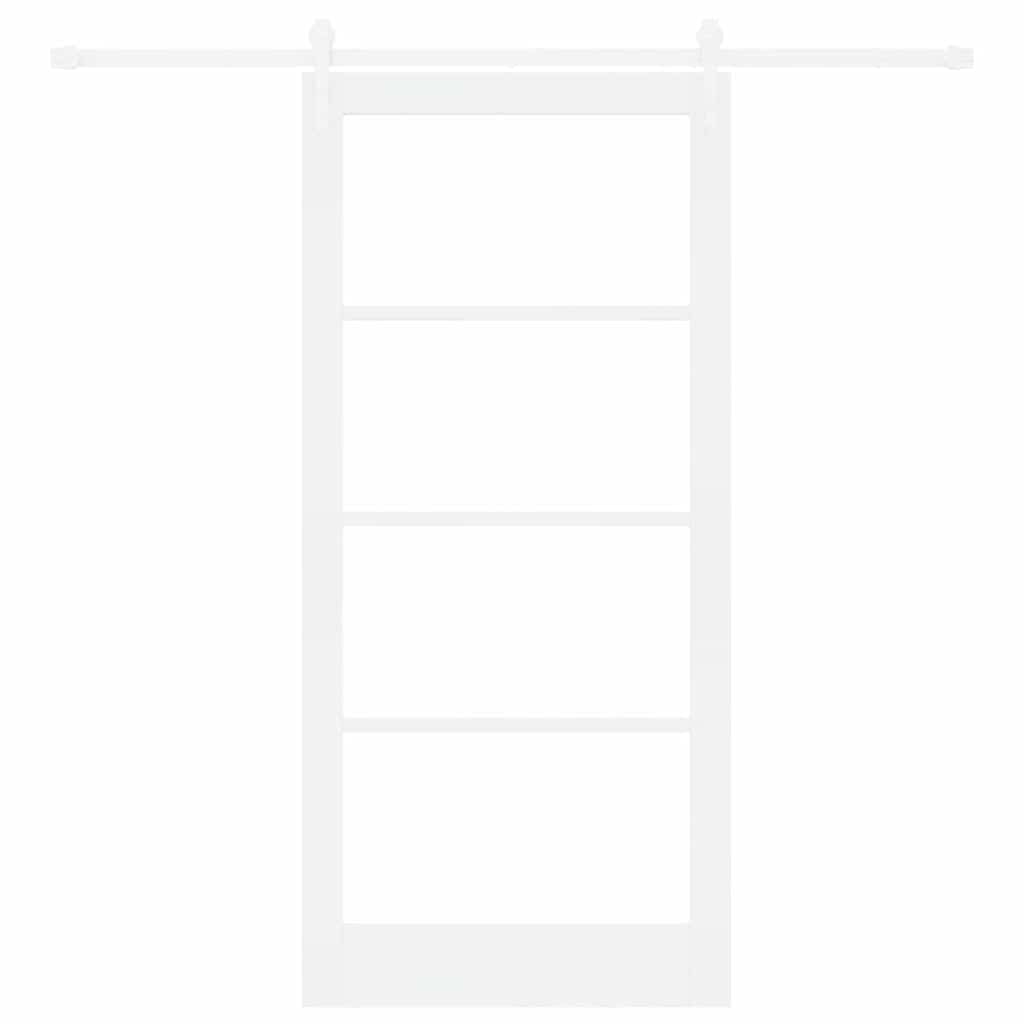 vidaXL Συρόμενη Πόρτα 93 x 202 cm Μασίφ ξύλο πεύκου και γυαλί Λευκό