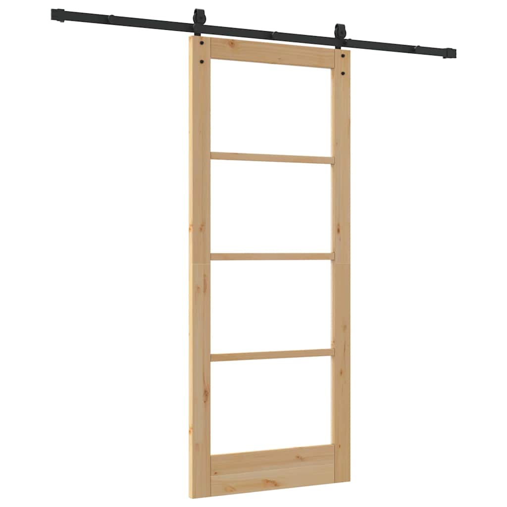 vidaXL Συρόμενη Πόρτα ORKDAL Καφέ 83 x 202 εκ. Ξύλο και μέταλλο