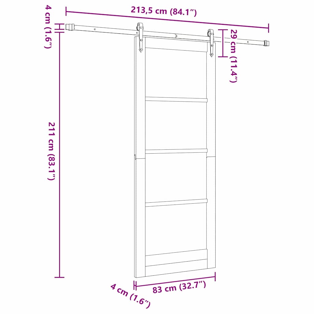 vidaXL Συρόμενη Πόρτα ORKDAL 83 x 211 εκ. Μασίφ ξύλο πεύκου και γυαλί