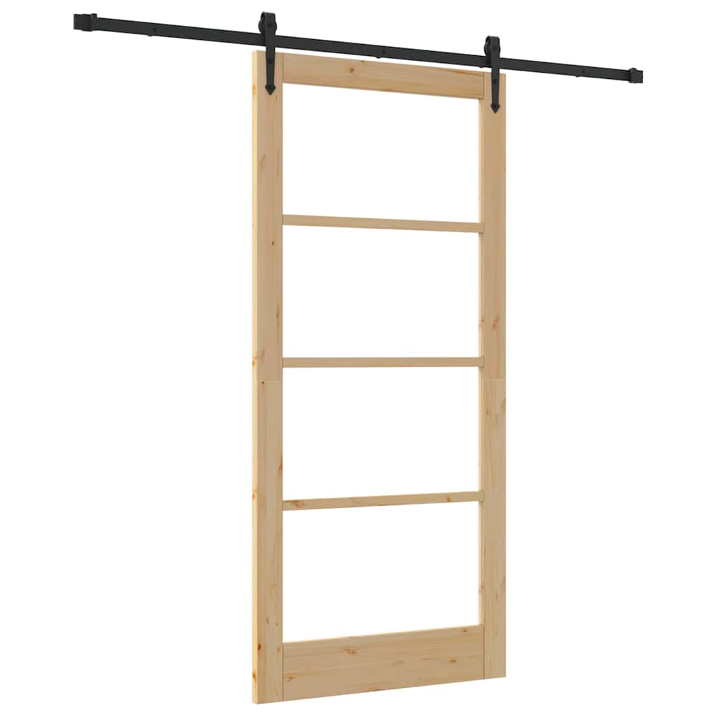 vidaXL Συρόμενη Πόρτα ORKDAL 93 x 202 cm Μασίφ ξύλο πεύκου και γυαλί