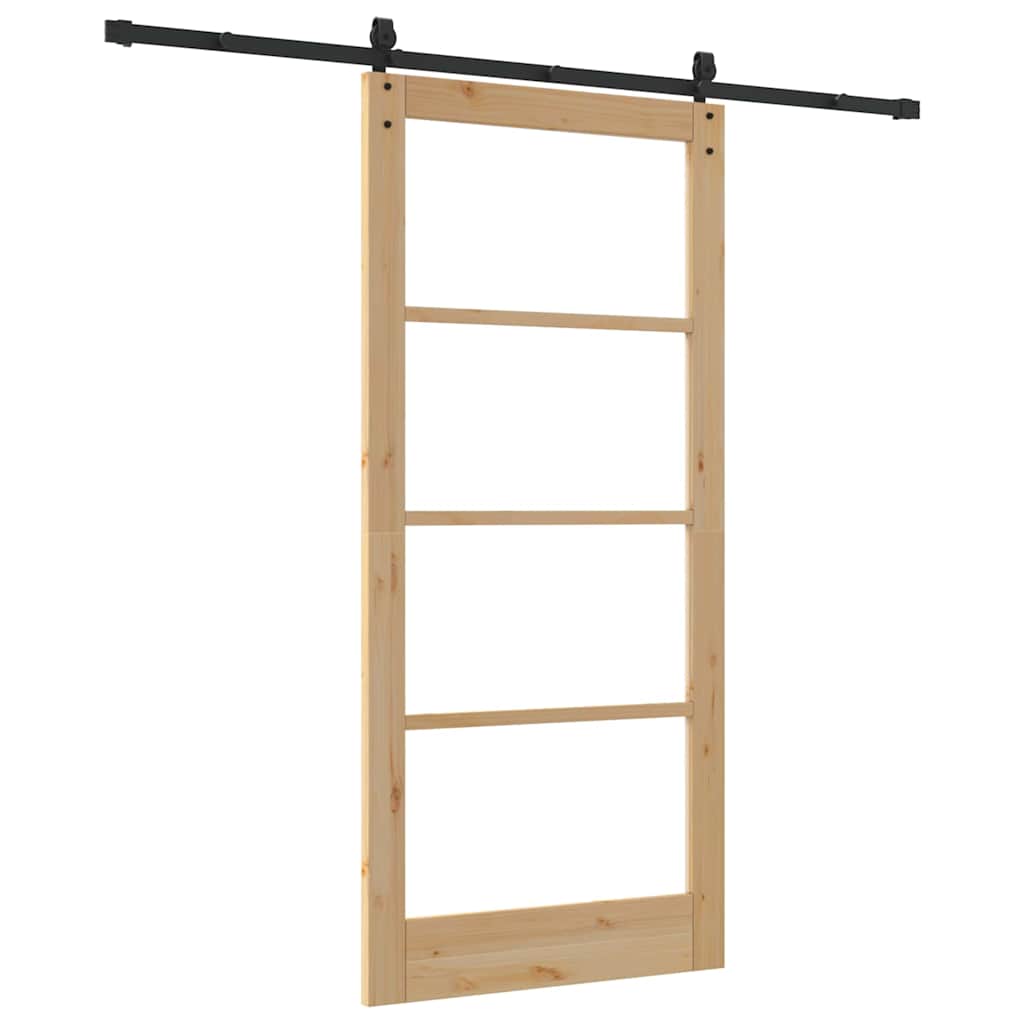 vidaXL Συρόμενη Πόρτα ORKDAL 93 x 202 cm Μασίφ ξύλο πεύκου και γυαλί