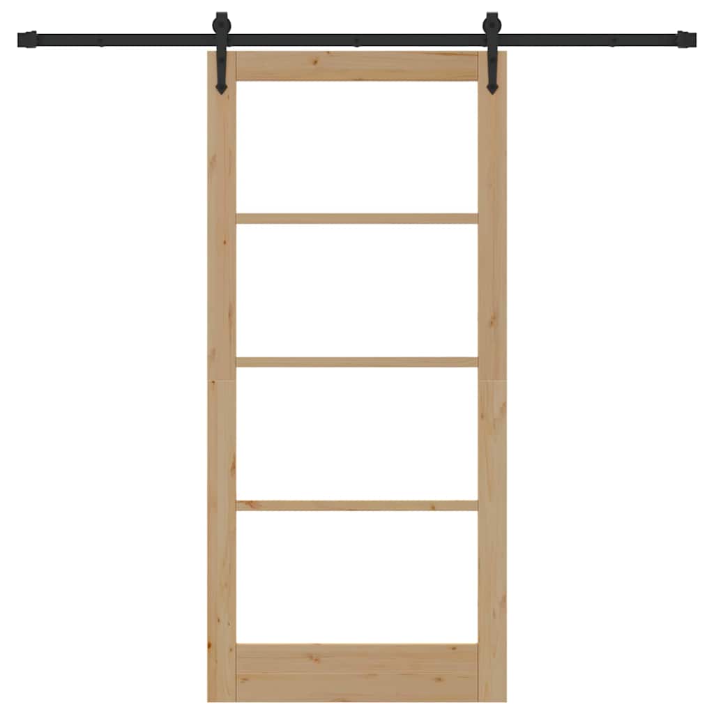 vidaXL Συρόμενη Πόρτα ORKDAL 93 x 202 cm Μασίφ ξύλο πεύκου και γυαλί