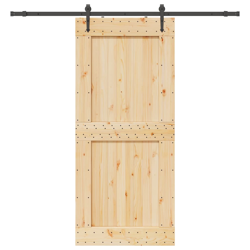 vidaXL Συρόμενη Μεσόπορτα με Μηχανισμό 100 x 210 εκ. Μασίφ Ξύλο Πεύκου