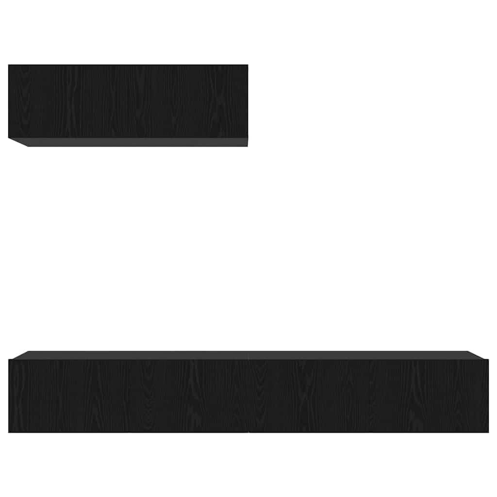 vidaXL Σετ 3 τεμαχίων TV τοίχου Μαύρης Δρύς Επεξεργασμένου Ξύλου