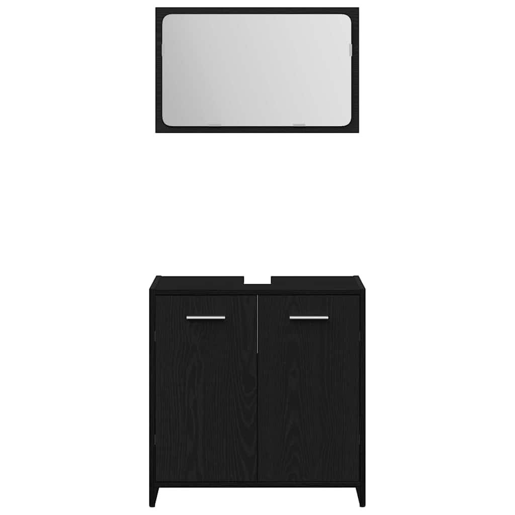 vidaXL Σετ Επίπλων Μπάνιου 3 τμχ. Μαύρη Οξυά 30 x 30 x 95 cm