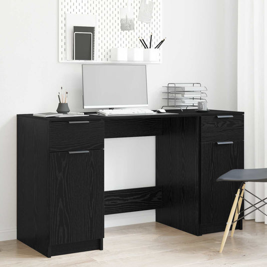 vidaXL Γραφείο με πόρτα Μαύρη Οξυά 133 x 50 x 75 εκ Επεξεργασμένο Ξύλο