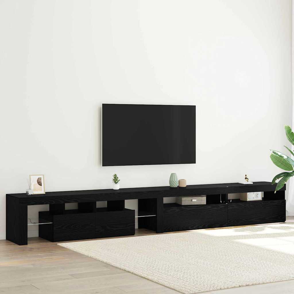 vidaXL TV Cabinets 3 τμχ με Φώτα LED Μαύρη Δρυός Επεξεργασμένο Ξύλο
