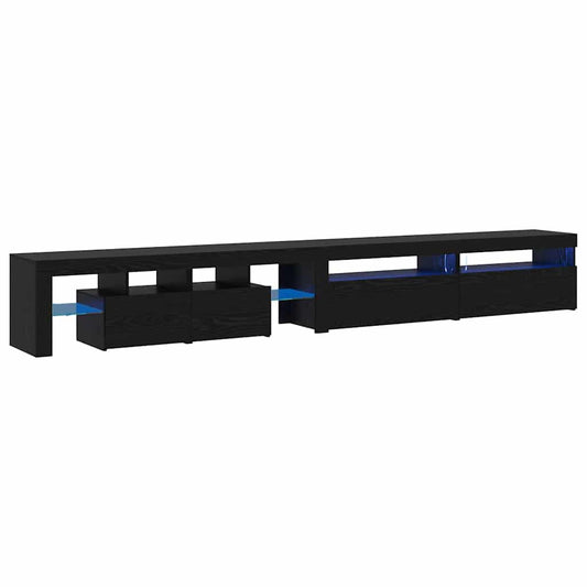 vidaXL TV Cabinets 3 τμχ με Φώτα LED Μαύρη Δρυός Επεξεργασμένο Ξύλο
