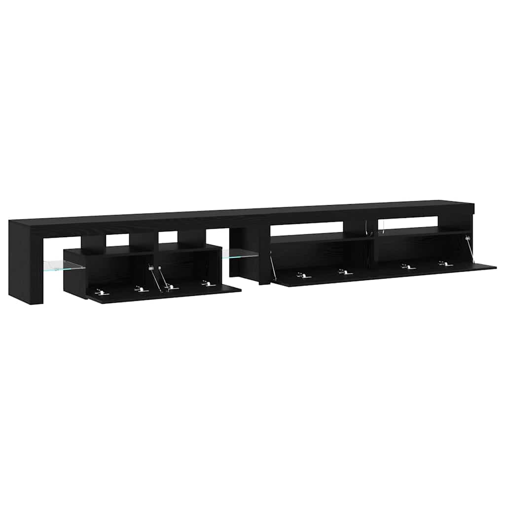 vidaXL TV Cabinets 3 τμχ με Φώτα LED Μαύρη Δρυός Επεξεργασμένο Ξύλο