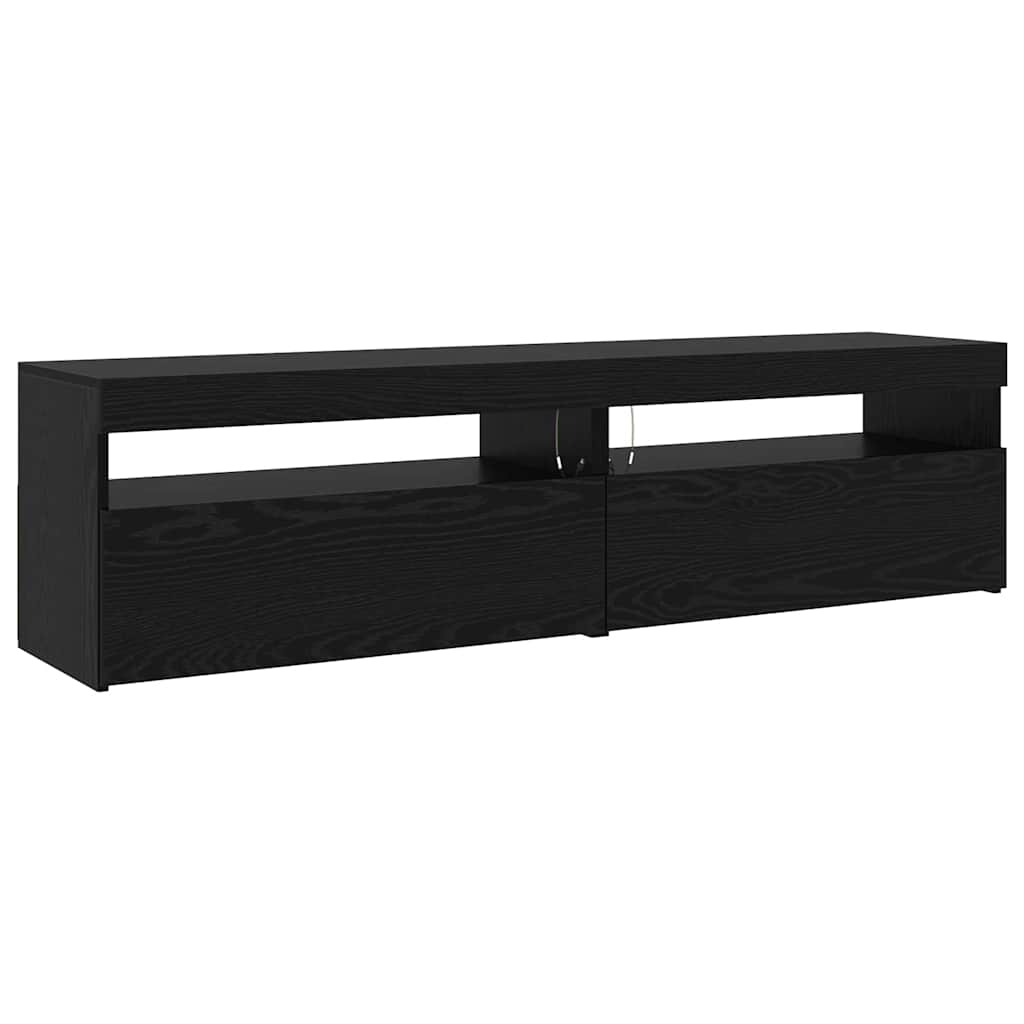 vidaXL TV Cabinets 3 τμχ με Φώτα LED Μαύρη Δρυός Επεξεργασμένο Ξύλο