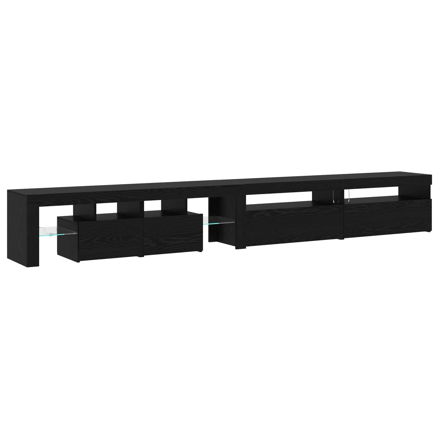 vidaXL TV Cabinets 3 τμχ με Φώτα LED Μαύρη Δρυός Επεξεργασμένο Ξύλο