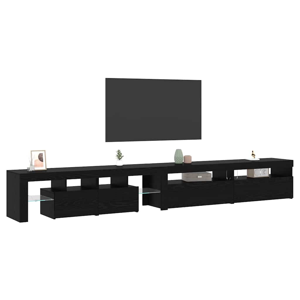 vidaXL TV Cabinets 3 τμχ με Φώτα LED Μαύρη Δρυός Επεξεργασμένο Ξύλο