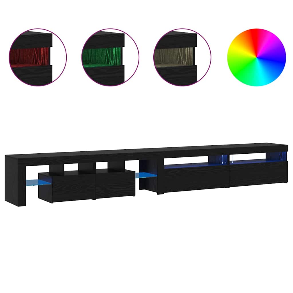 vidaXL TV Cabinets 3 τμχ με Φώτα LED Μαύρη Δρυός Επεξεργασμένο Ξύλο