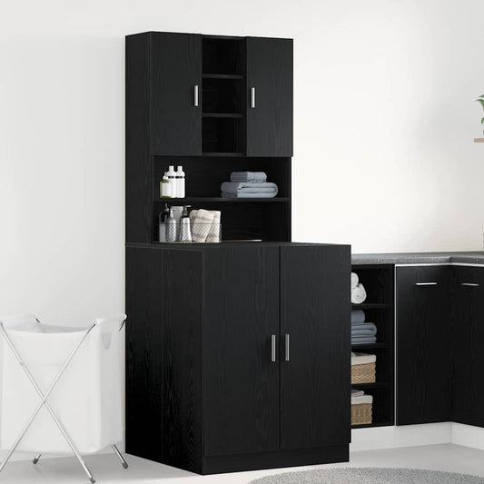 vidaXL Ντουλάπα Πλυντηρίου 2 τεμ. Μαύρη Δρυς 70,5 x 71,5 x 181,5 εκ