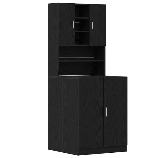 vidaXL Ντουλάπα Πλυντηρίου 2 τεμ. Μαύρη Δρυς 70,5 x 71,5 x 181,5 εκ