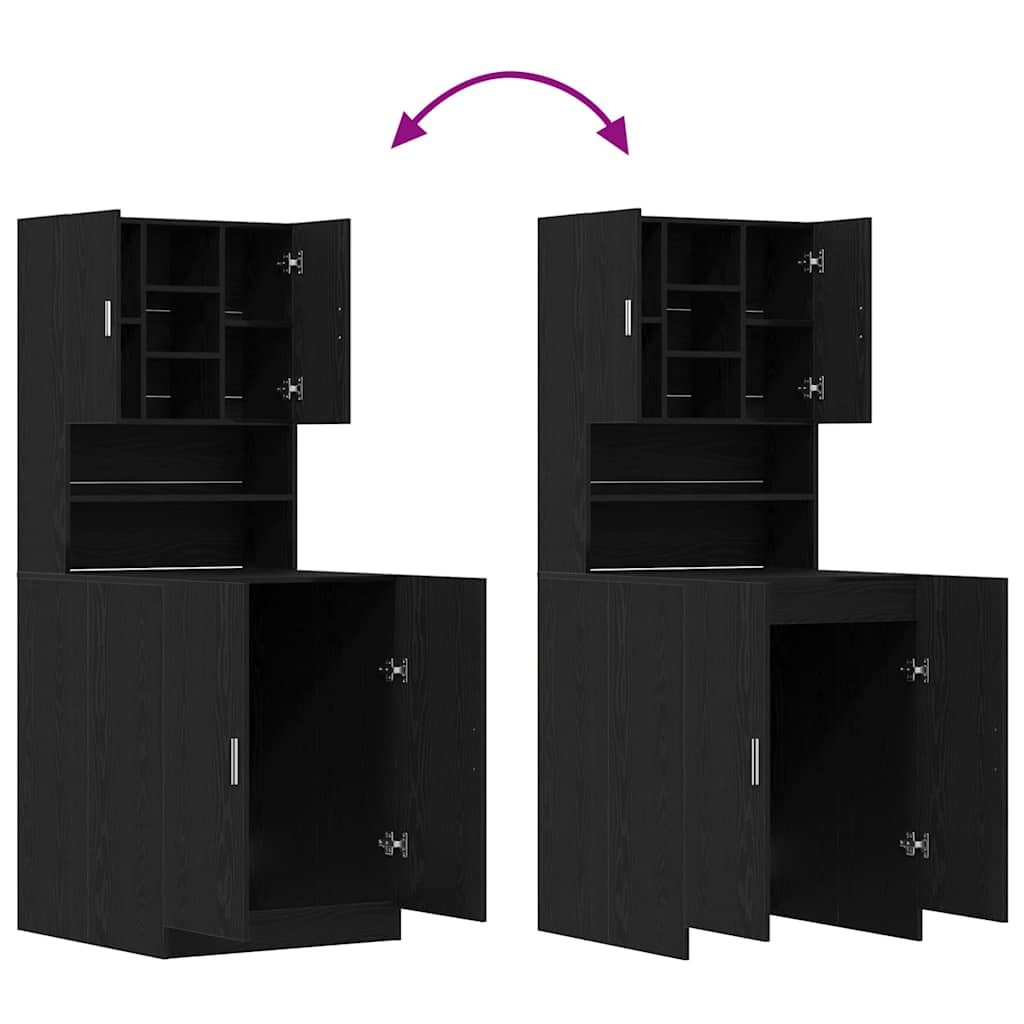 vidaXL Ντουλάπια Πλυντηρίου 2 τεμάχια Μαύρη Βελανιδιά 70.5x71.5x181.5 εκ Επεξεργασμένο Ξύλο